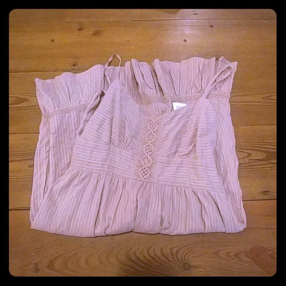 Blush spaghetti-strap dress.